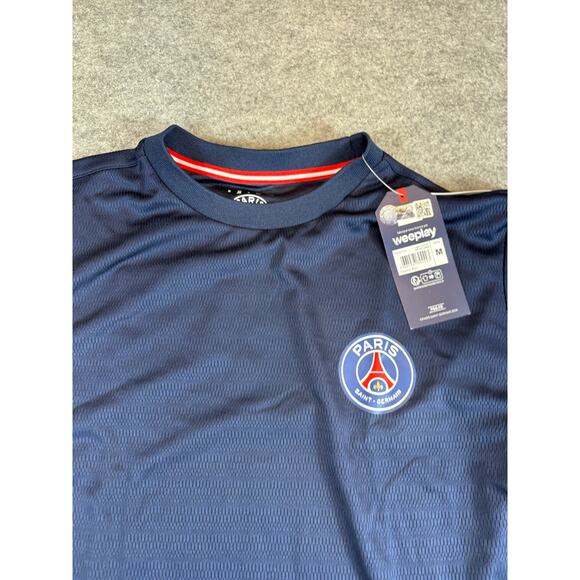 Paris Saint Germain PSG Football Soccer Jersey Mens Medium Navy Activewear NWT - Picture 4 of 8